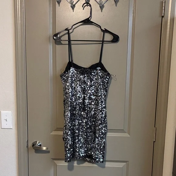 Crystal Doll Silver Sequin Mini Dress - Picture 3 of 3